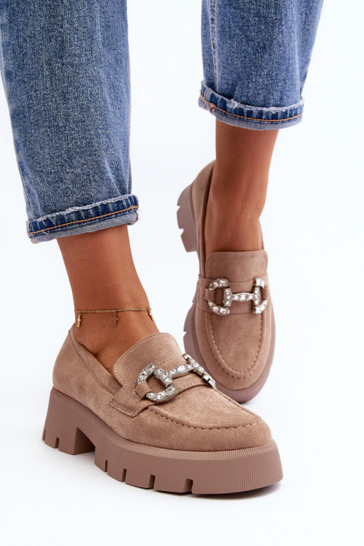 Mocasines con adornos color beige Ellise