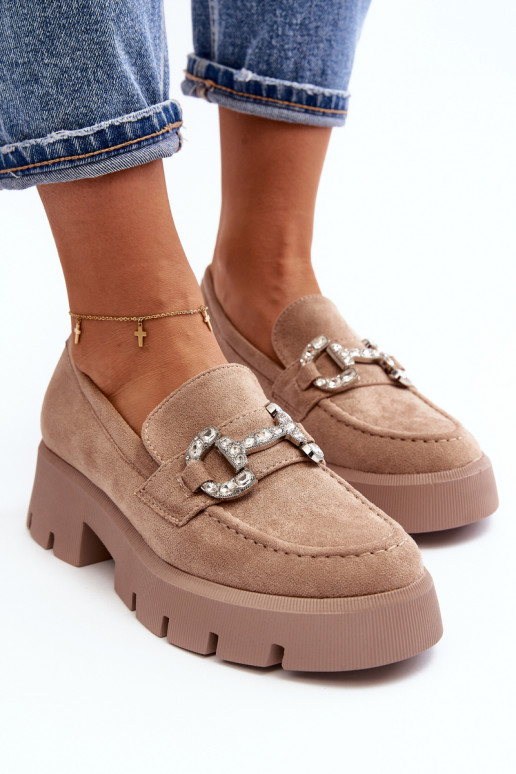 Mocasines con adornos color beige Ellise