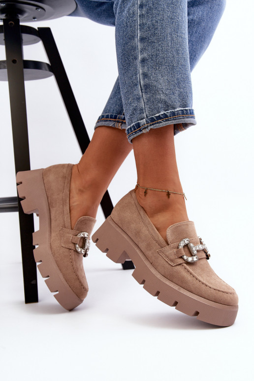 Mocasines con adornos color beige Ellise