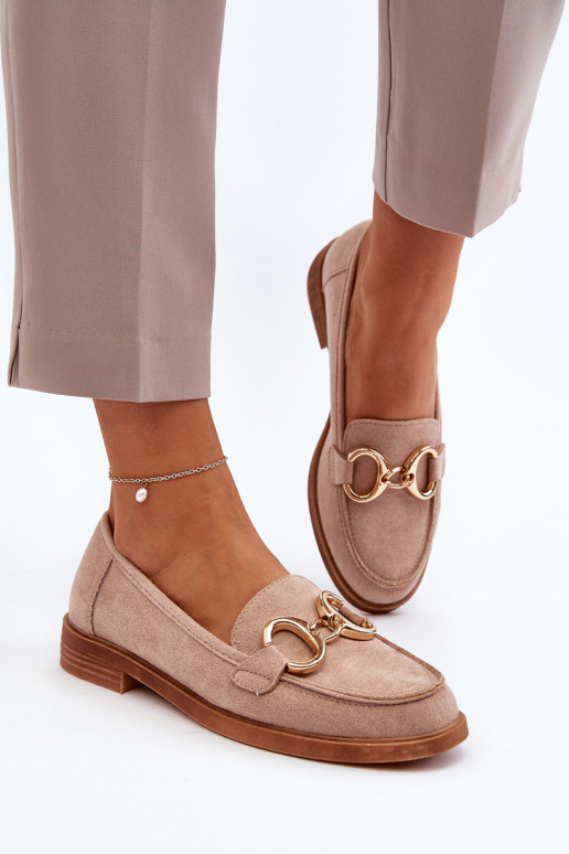 Mocasines elegantes de ante con adornos beige Echonesa