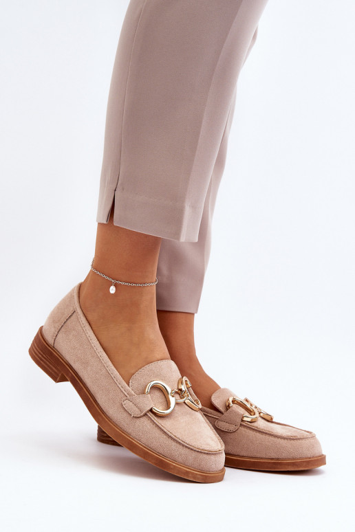 Mocasines elegantes de ante con adornos beige Echonesa