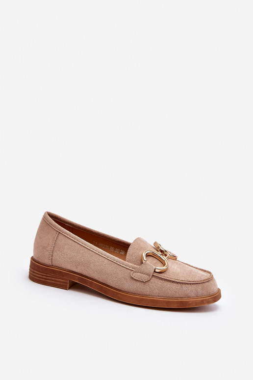 Mocasines elegantes de ante con adornos beige Echonesa