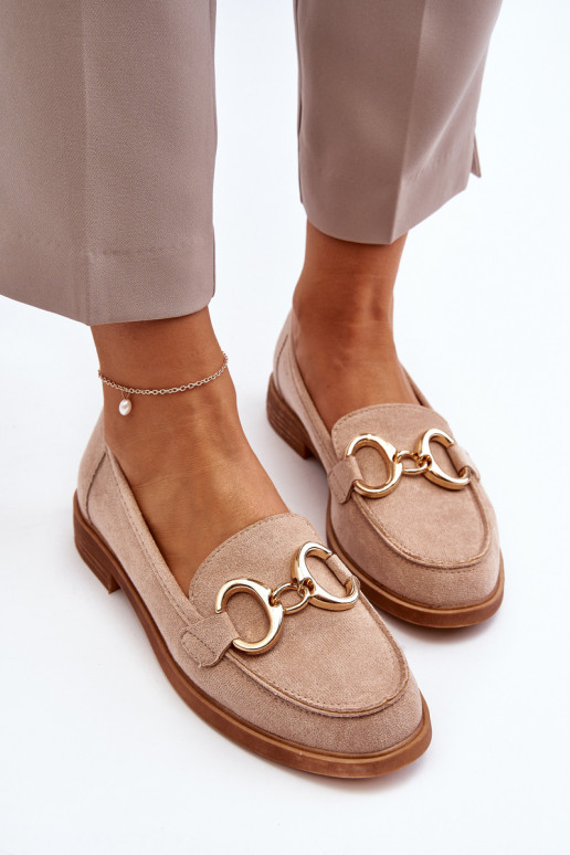 Mocasines elegantes de ante con adornos beige Echonesa