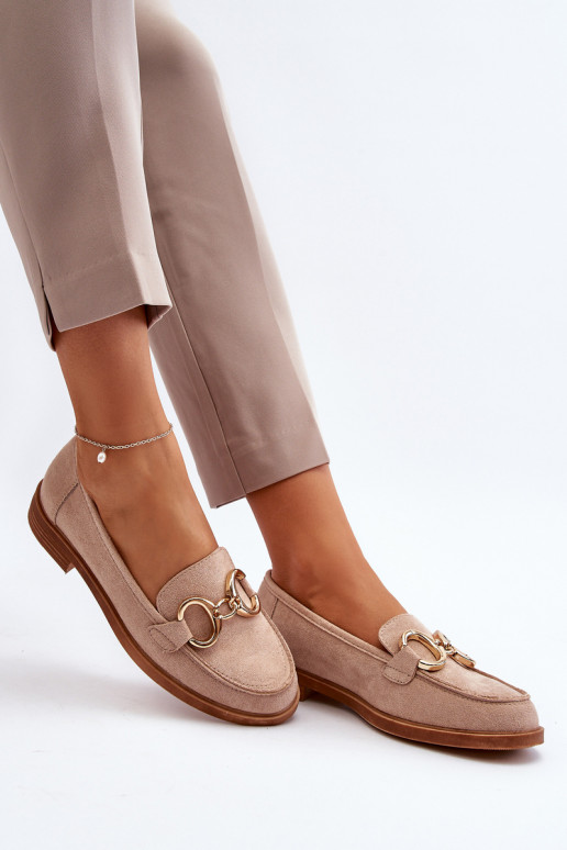 Mocasines elegantes de ante con adornos beige Echonesa