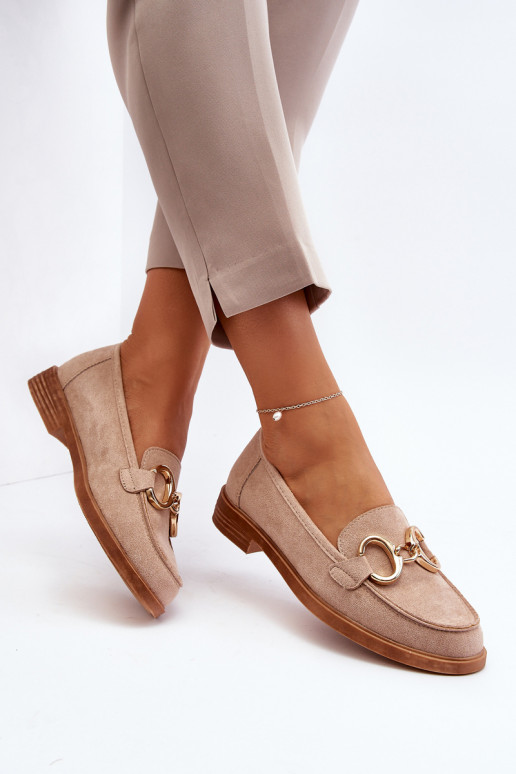 Mocasines elegantes de ante con adornos beige Echonesa