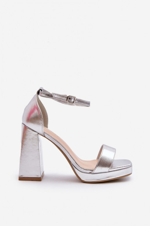 Tacones altos de ante con punta cuadrada Merila plateados