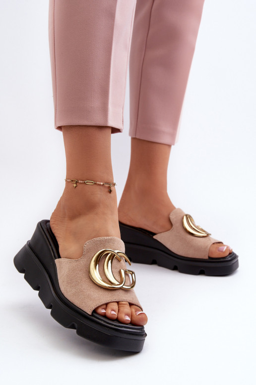 Pantuflas mujer beige Iaria