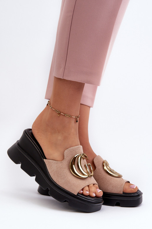 Pantuflas mujer beige Iaria