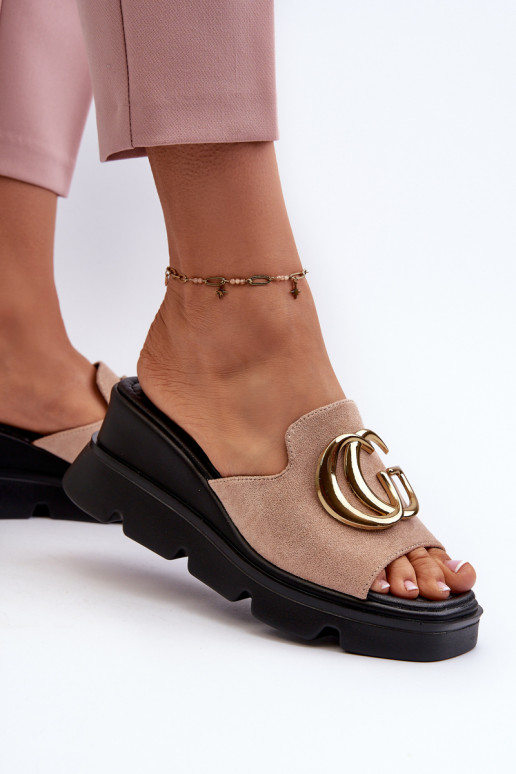 Pantuflas mujer beige Iaria