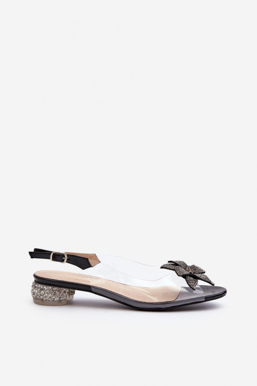 Sandalias Perregimi tacón bajo con adornos en color negro D&A