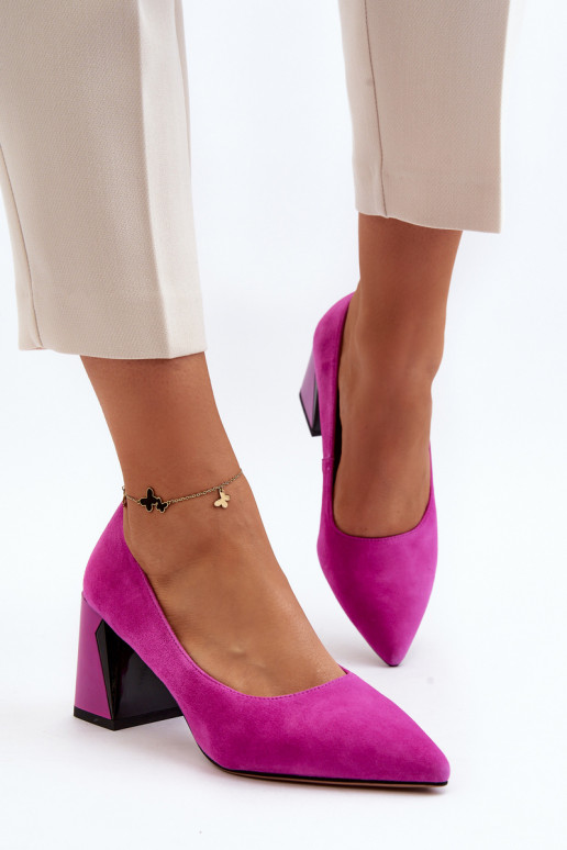 Zapatos de ante con tacón color rosa Alessyndra