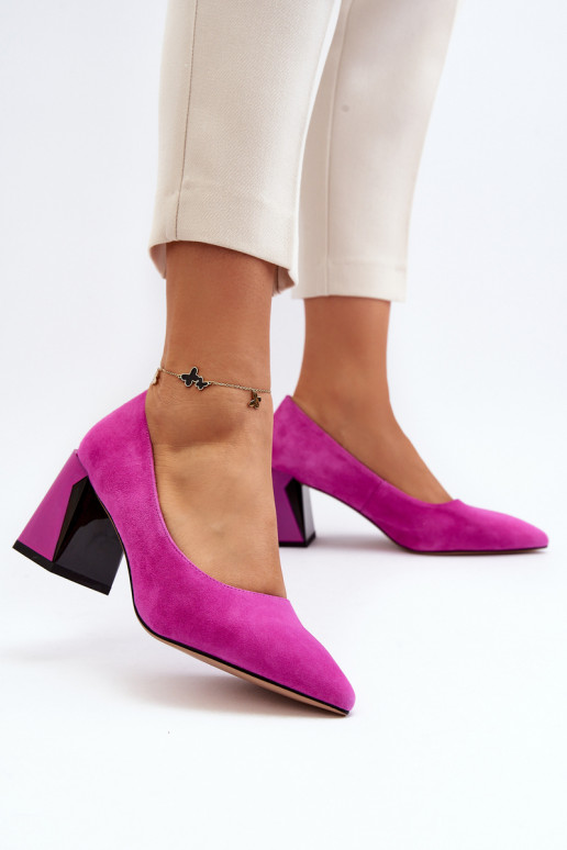 Zapatos de ante con tacón color rosa Alessyndra