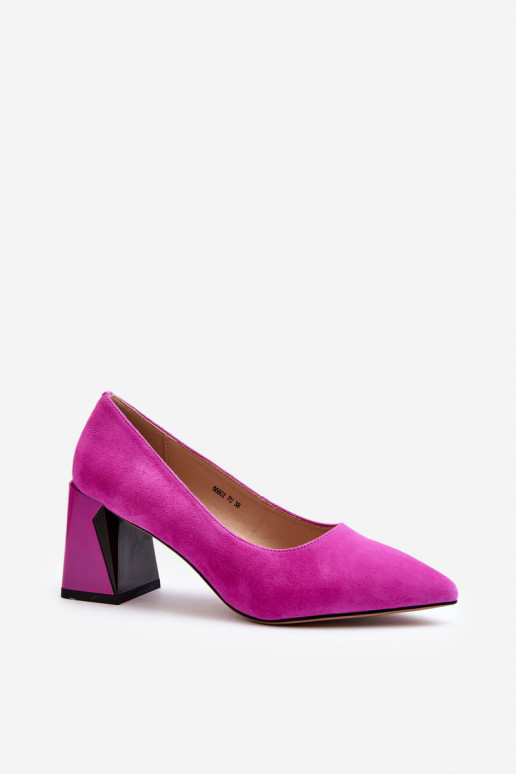 Zapatos de ante con tacón color rosa Alessyndra