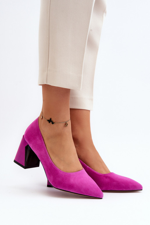 Zapatos de ante con tacón color rosa Alessyndra