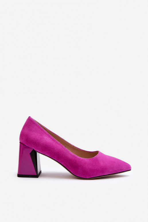 Zapatos de ante con tacón color rosa Alessyndra