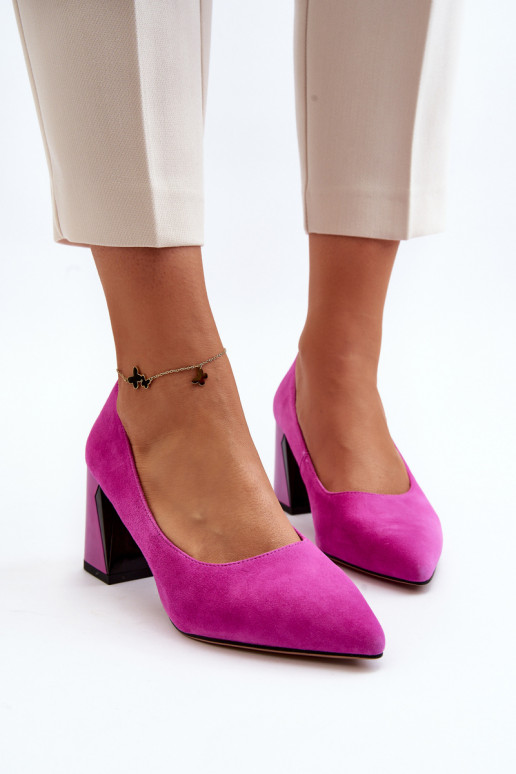 Zapatos de ante con tacón color rosa Alessyndra