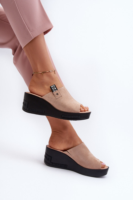 Zapatillas de mujer beige Vleni