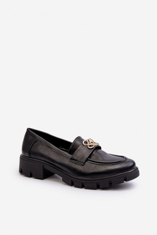 Mocasines de mujer de estilo elegante con detalles dorados en color negro Tosisa