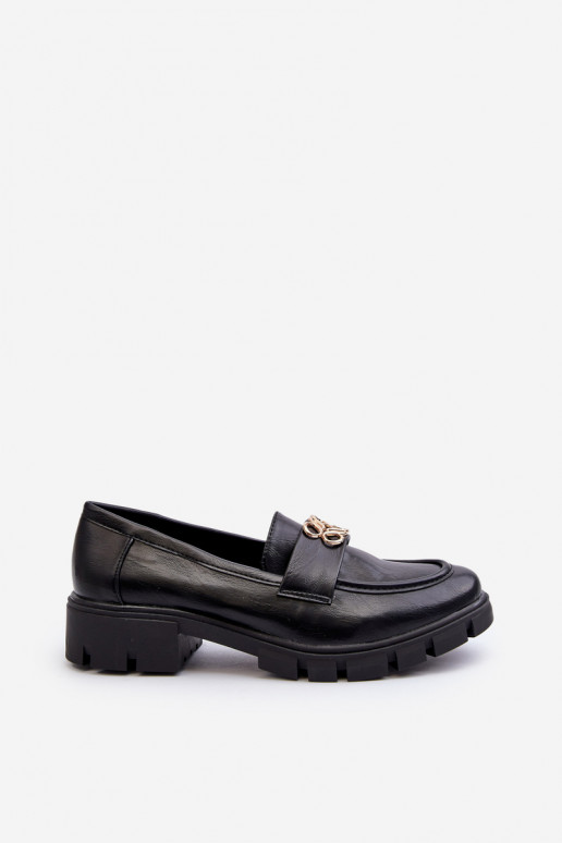 Mocasines de mujer de estilo elegante con detalles dorados en color negro Tosisa