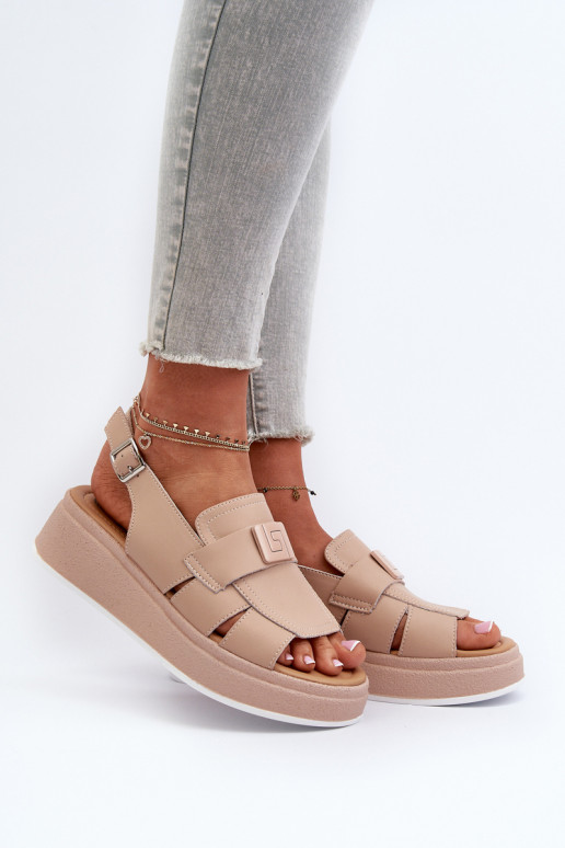 Vivitellia sandalias plataforma beige para mujer