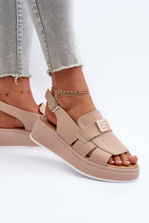 Vivitellia sandalias plataforma beige para mujer