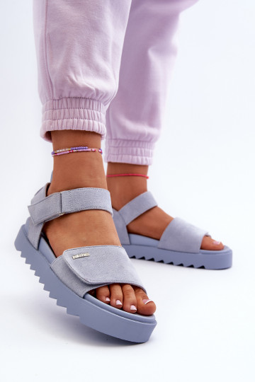 Sandalias de ante con plataforma Big Star color azul