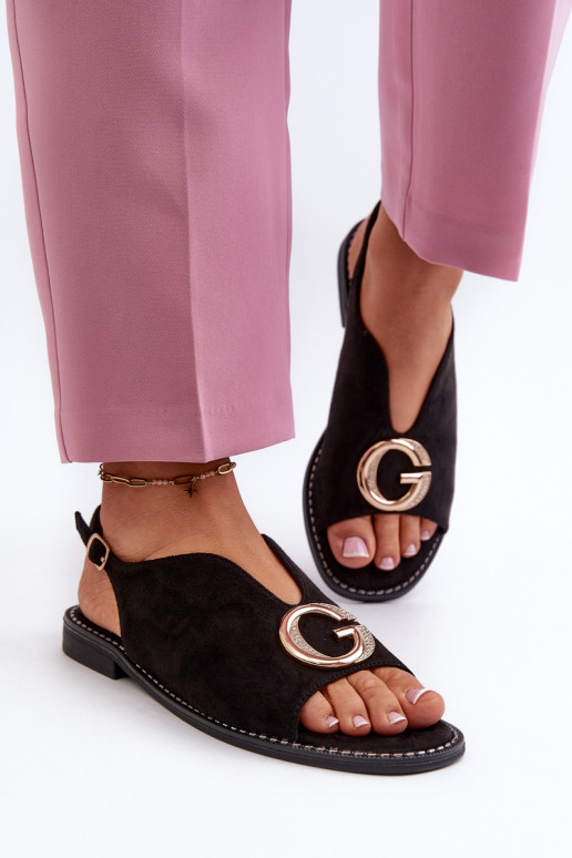 Sandalias de mujer de estilo elegante con adornos en color negro S.Barski