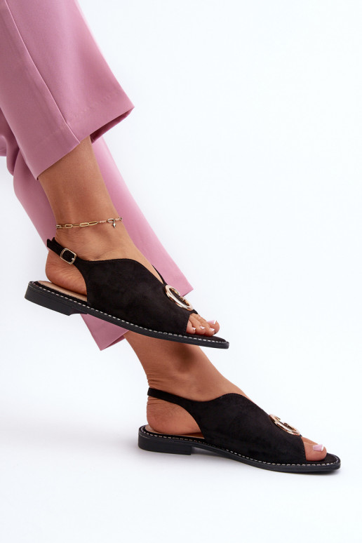 Sandalias de mujer de estilo elegante con adornos en color negro S.Barski