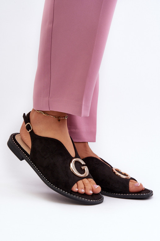 Sandalias de mujer de estilo elegante con adornos en color negro S.Barski