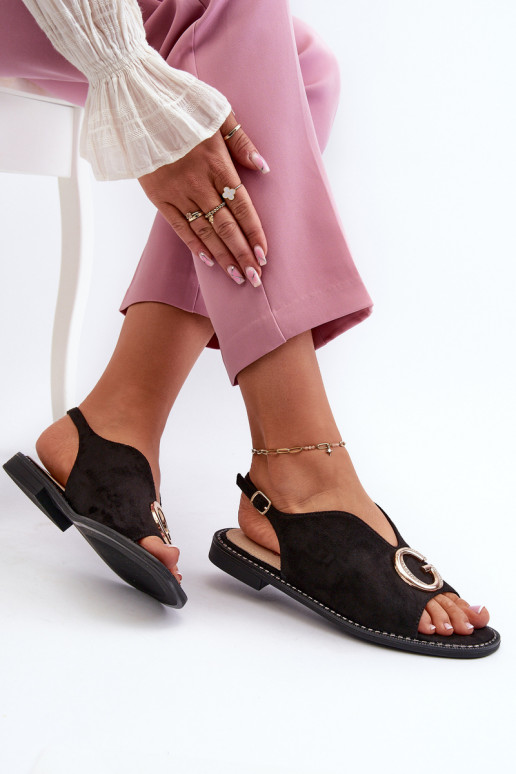 Sandalias de mujer de estilo elegante con adornos en color negro S.Barski