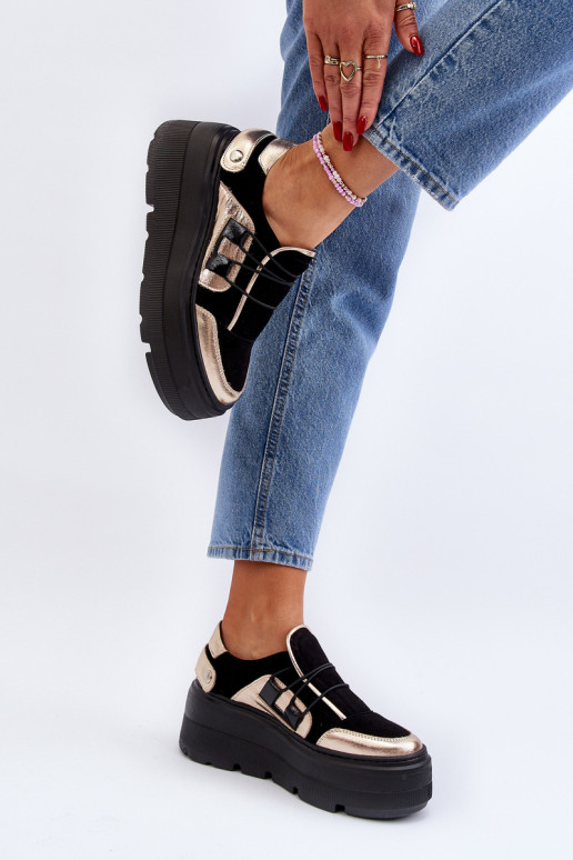 Zapatillas modelo zapatos con suelas masivas de moda en color negro Zazoo