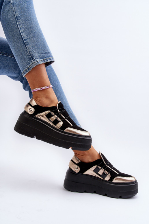 Zapatillas modelo zapatos con suelas masivas de moda en color negro Zazoo