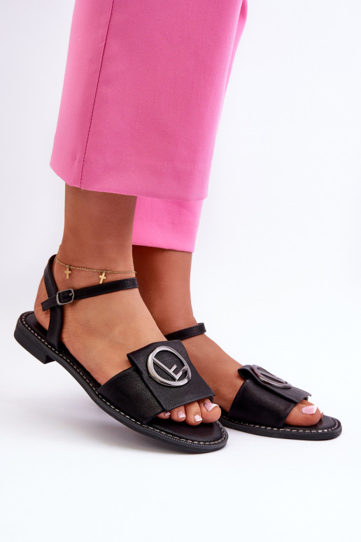 Sandalias de mujer con adornos en negro S.Barski