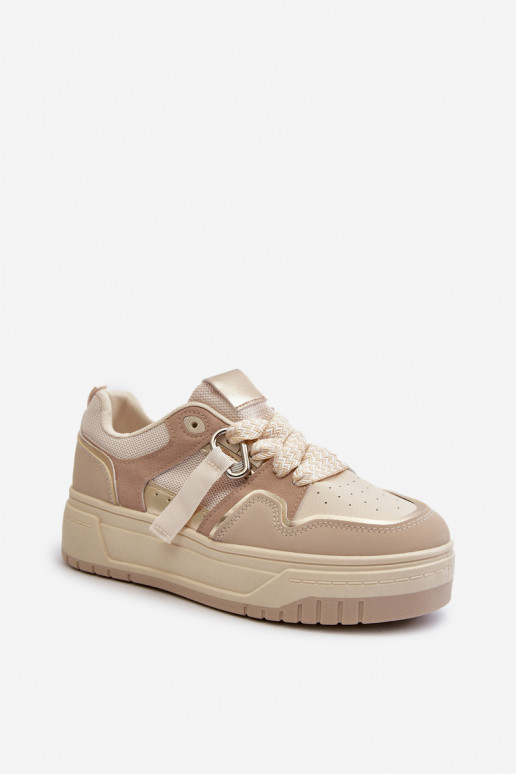 Deportivas modelo zapatos con plataforma fabricadas en ecopiel beige Moun