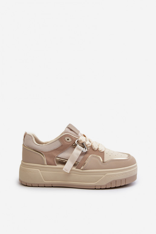 Deportivas modelo zapatos con plataforma fabricadas en ecopiel beige Moun