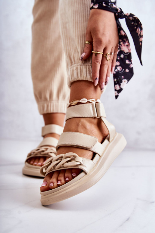 Sandalias de mujer con cadenas La.Fi beige Alissia