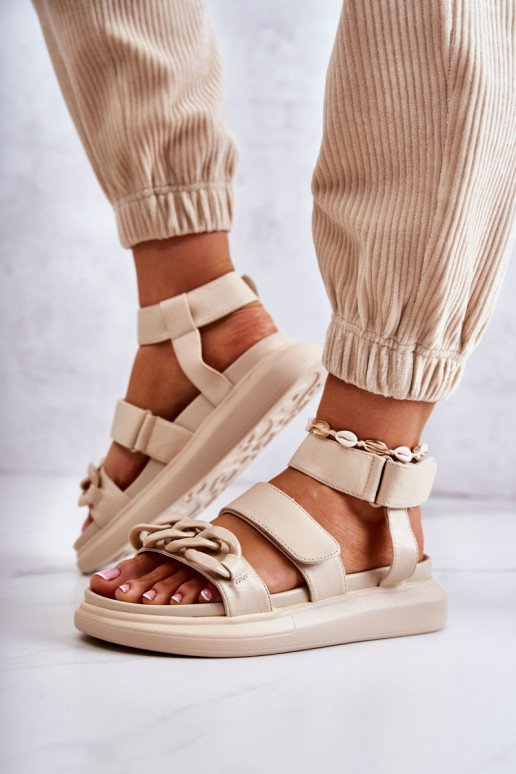 Sandalias de mujer con cadenas La.Fi beige Alissia