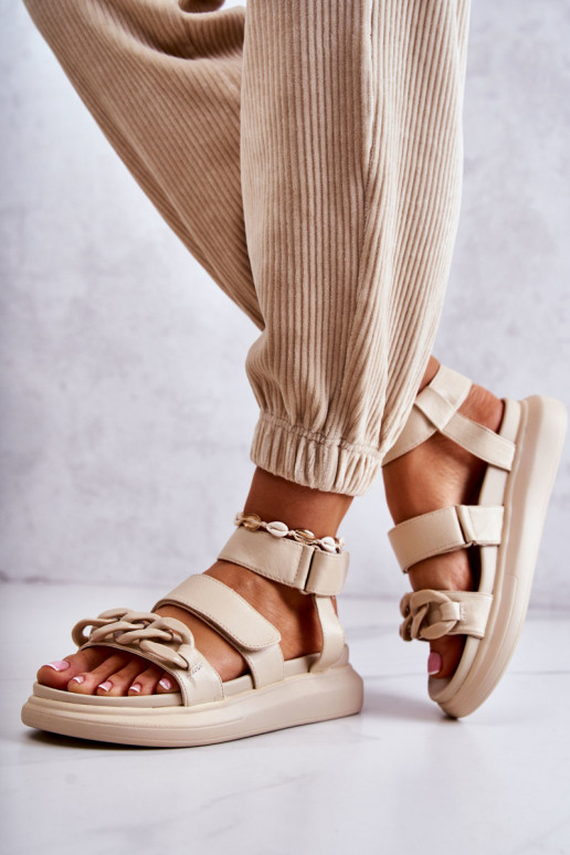 Sandalias de mujer con cadenas La.Fi beige Alissia