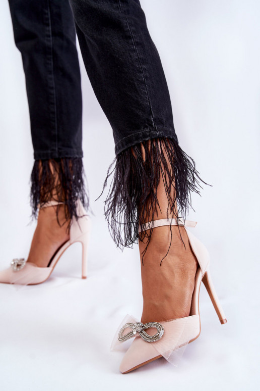 Estilo elegante Zapatos con tacones finos con cintas beige Hettie