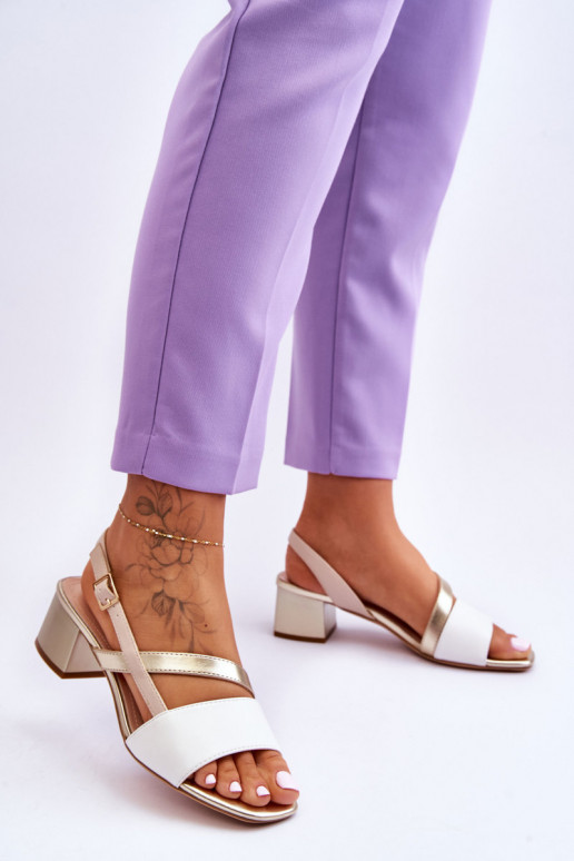 Elegantes sandalias de tacón en oro blanco Sergio Leone