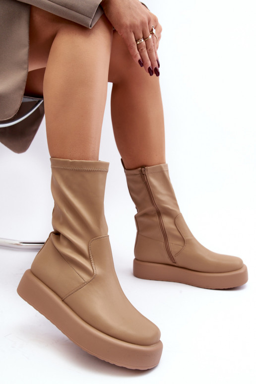Botas con plataforma color beige Algedi