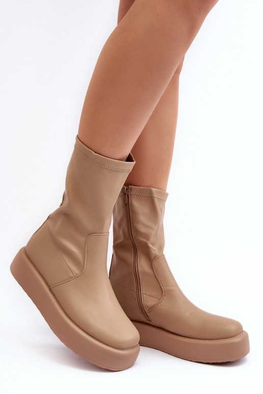 Botas con plataforma color beige Algedi