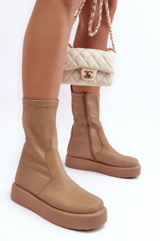 Botas con plataforma color beige Algedi