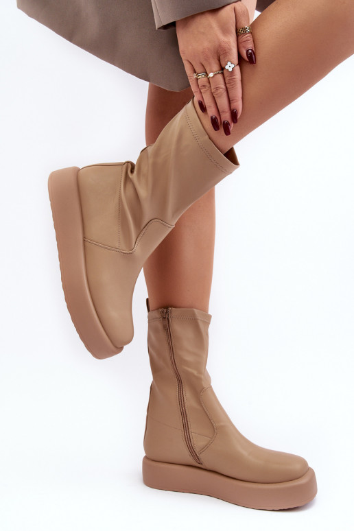 Botas con plataforma color beige Algedi