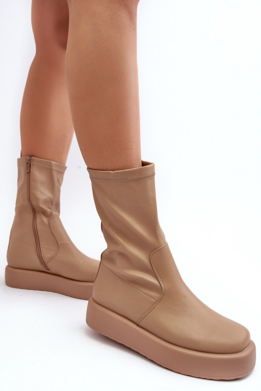 Botas con plataforma color beige Algedi