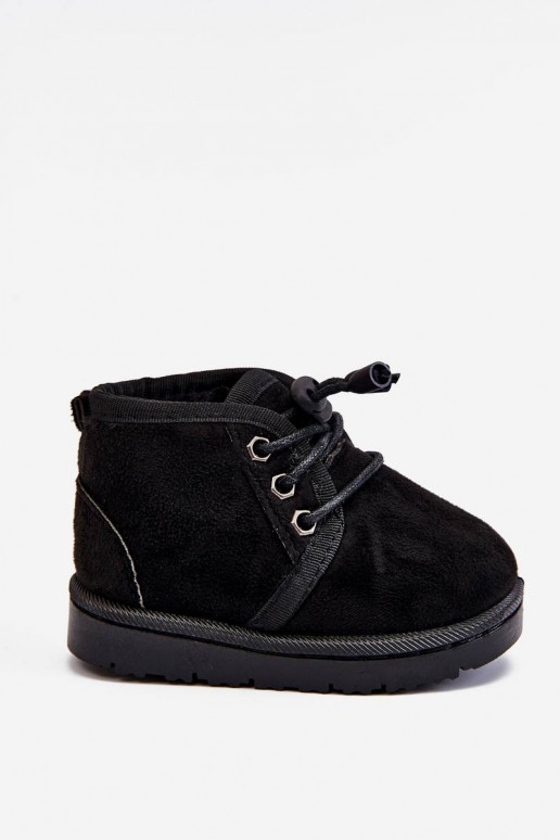 Botas de nieve para niños con cordones y pelo en color negro Hunter