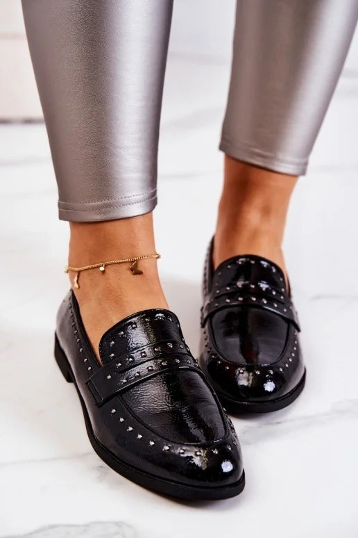 Mocasines de mujer efecto charol en negro Keelana