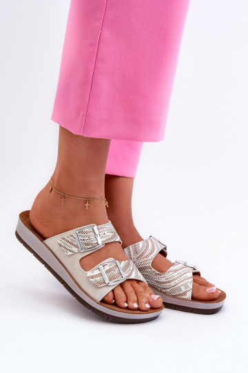 Zapatillas de casa cómodas de mujer con hebillas Inblu beige 2