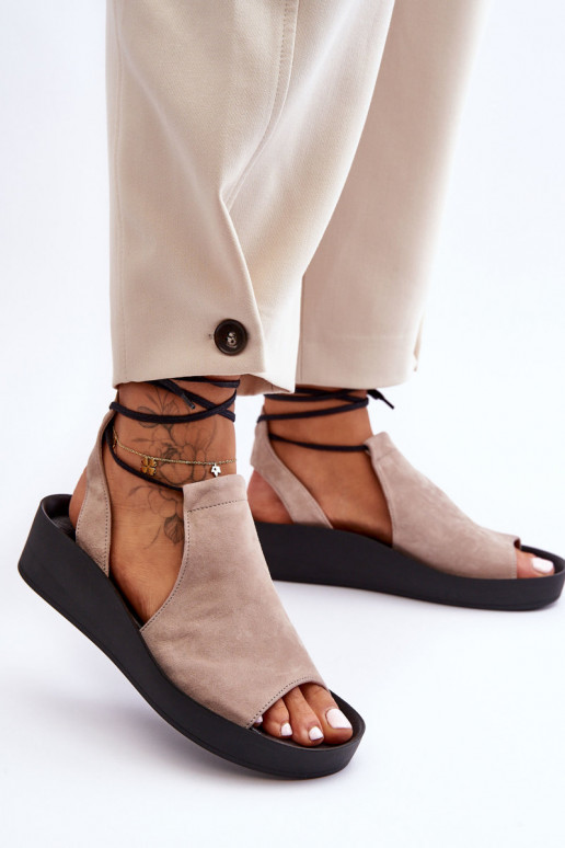 Sandalias plataforma ante beige Zazoo