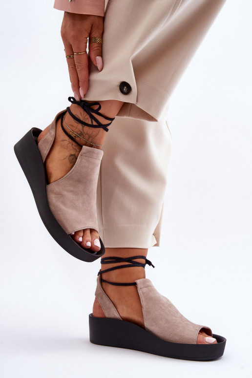 Sandalias plataforma ante beige Zazoo